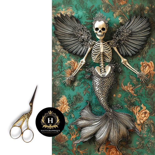 Gothic Vampire Skeleton Mermaid Skull Decoupage Seidenpapier (Von Creator hochgeladen)