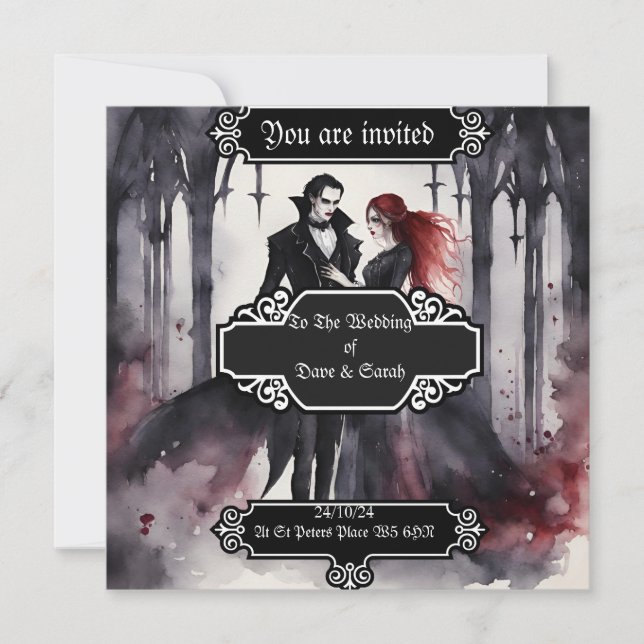 Gothic/Vampire Wedding Einladung (Vorderseite)