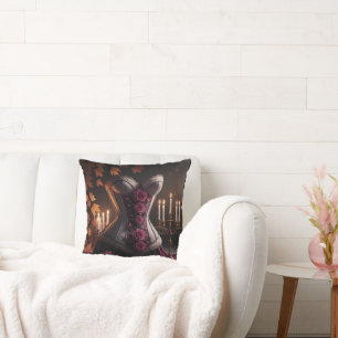 Gothic-Victorian-Korsett lila Rosen Herbst Kissen