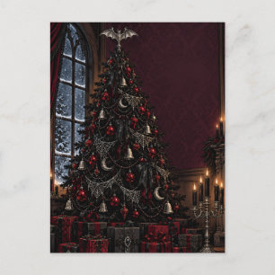 Gothic-Victorian-Schwarzer-Christmasbaum-mit-Flede Postkarte