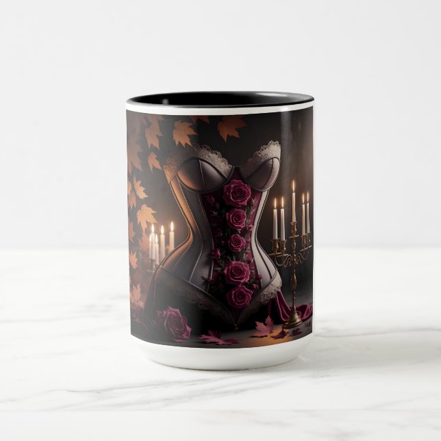 Gothic Viktorianisch Corset Lila Rose Herbst Herbs Tasse (Zentrum)