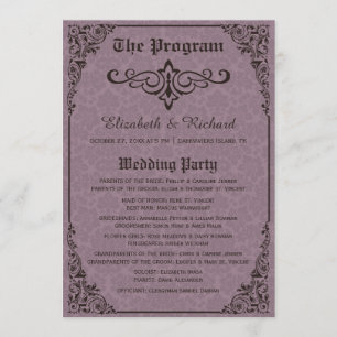 Gothic Viktorianisch Damask Hochzeitsprogramme Programm