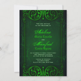Gothic Viktorianisch Ghoulish Green Wedding Einladung