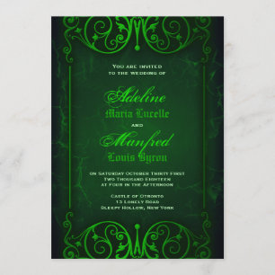 Gothic Viktorianisch Ghoulish Green Wedding Einladung