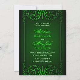 Gothic Viktorianisch Ghoulish Green Wedding Einladung