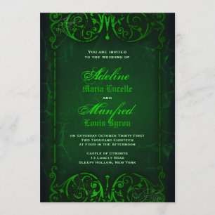 Gothic Viktorianisch Ghoulish Green Wedding Einladung