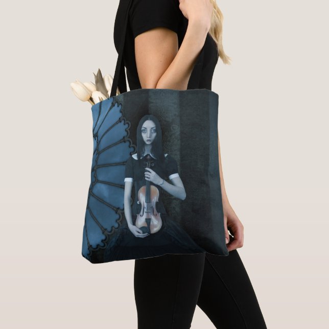 Gothic Viktorianisch Girl Holding Violin Dark Fant Tasche (Von Nahem)