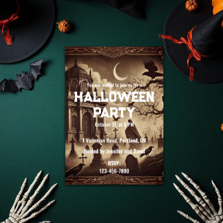 Gothic Viktorianisch Graveyard Halloween-Party Einladung
