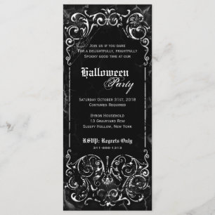 Gothic Viktorianisch Spooky Black Halloween-Party Einladung