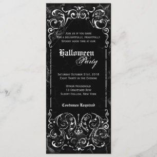 Gothic Viktorianisch Spooky Black Halloween-Party Einladung