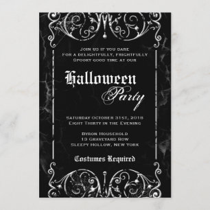 Gothic Viktorianisch Spooky Black Halloween-Party Einladung