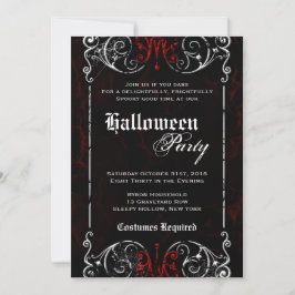 Gothic Viktorianisch Spooky Black Red Halloween-Pa Einladung