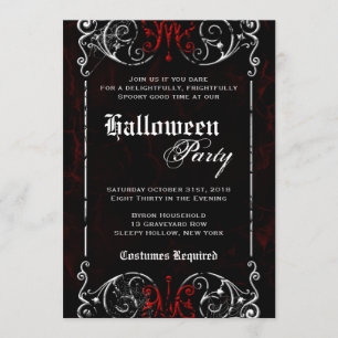 Gothic Viktorianisch Spooky Black Red Halloween-Pa Einladung