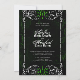 Gothic Viktorianisch Spooky Green Wedding Einladun Einladung
