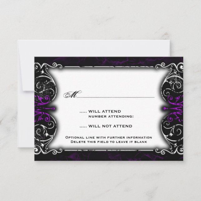 Gothic Viktorianisch Spooky Lila RSVP Card Karte (Vorderseite)
