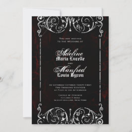 Gothic Viktorianisch Spooky Red, Black & White Wed Einladung