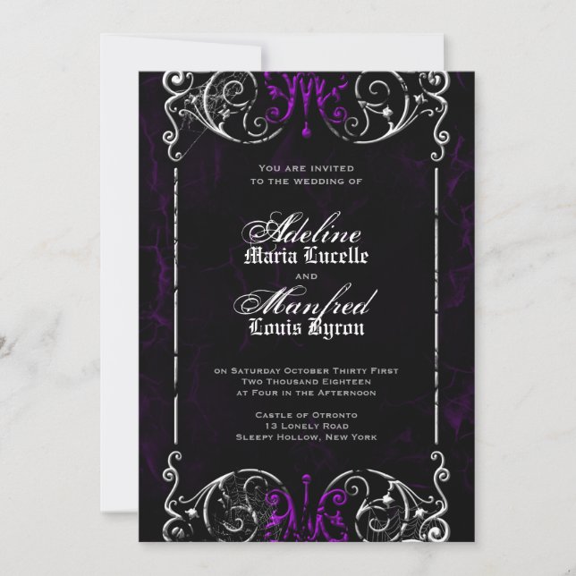 Gothic Viktorianisch Spooky Wedding Einladung (Vorderseite)