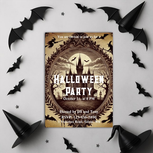 Gothic Viktorianisch Spuk House Halloween-Party Einladung (Gothic Victorian Haunted House Halloween Party Invitation)