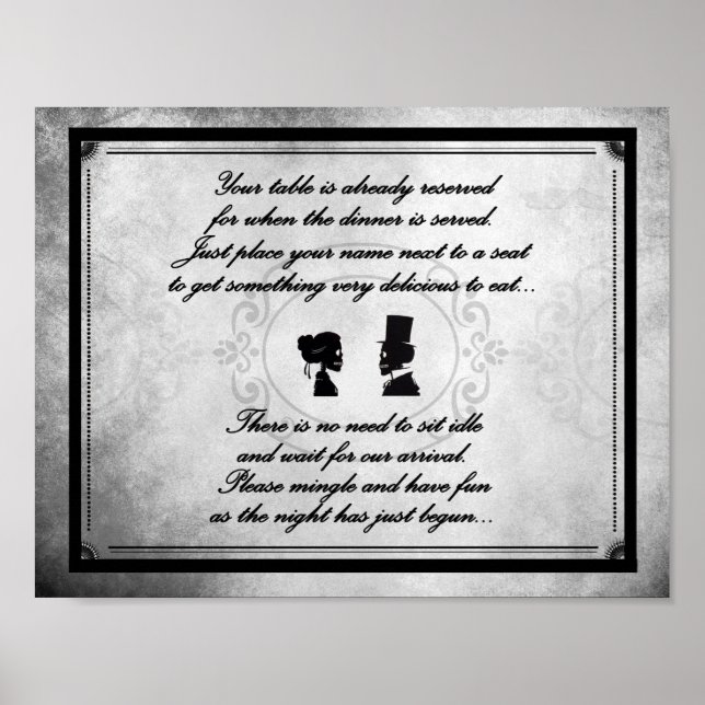 Gothic Viktorianisch Wedding Sign Poster (Vorne)