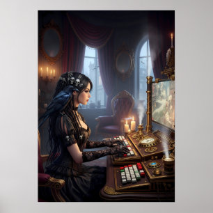 Gothic viktorianische Gamerin-Kunst Poster