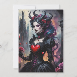 Gothic-viktorianische Valentinstag-Herzen Rosen Feiertagskarte