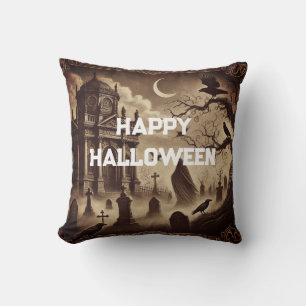 Gothic viktorianischer Friedhof Frohes Halloween Kissen