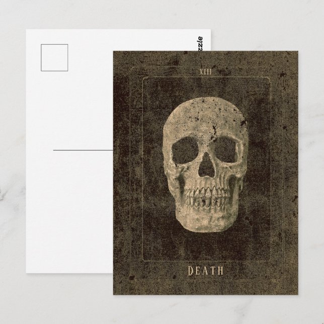 Gothic Vintag Antique Sepia Texture Skull Tarot Postkarte (Vorne/Hinten)
