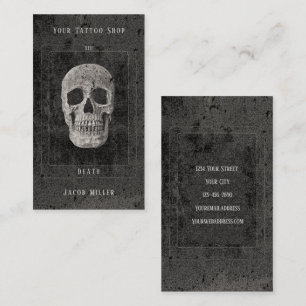 Gothic Vintag Black and White Tattoo Skull Tarot Visitenkarte