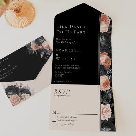 Gothic Vintag Black Blush bis zum Tod Hochzeit All In One Einladung