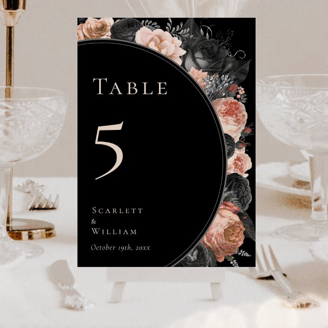 Gothic Vintag Black Blush Wedding Tischnummer (Von Creator hochgeladen)