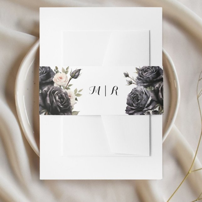 Gothic Vintag Black Rose Einladung Bauchband Einladungsbanderole (Von Creator hochgeladen)