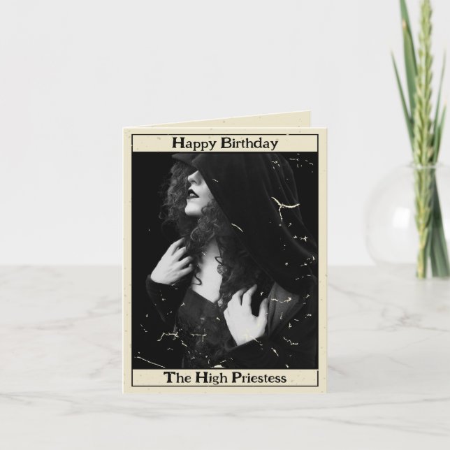 Gothic Vintag High Priestess Tarot Foto Geburtstag Karte (Vorderseite)