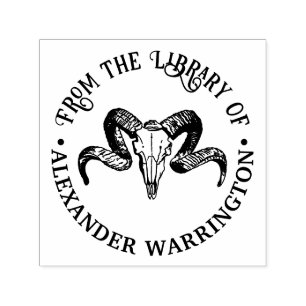 Gothic Vintag Ram Skull Library Name Permastempel