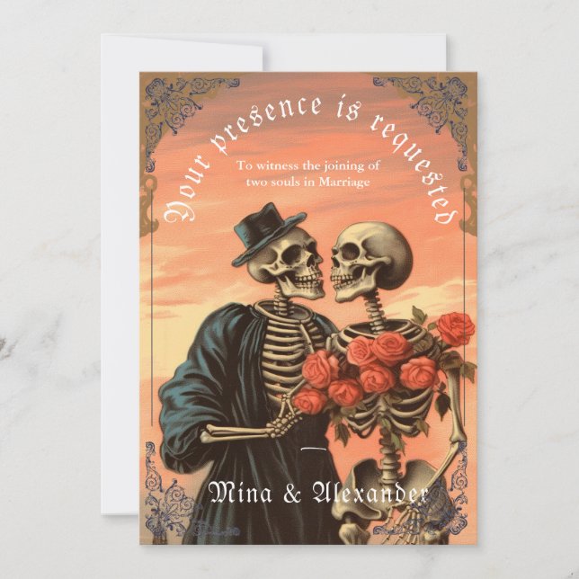 Gothic Vintag Skeleton Couple QRC Wedding (Vorderseite)