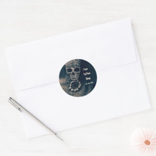 Gothic Vintag Skull Sonnenblume Antike Runder Aufkleber