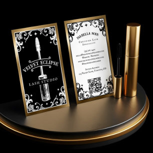 Gothic Vintage Beauty Lash Studio Black Luxus Visitenkarte