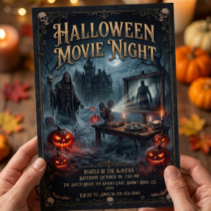 Gothic Vintage Halloween-Filmnachtsparty Einladung
