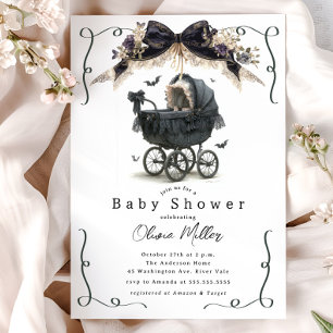 Gothic Vintage-Kinderwagen-Baby-Party Einladung