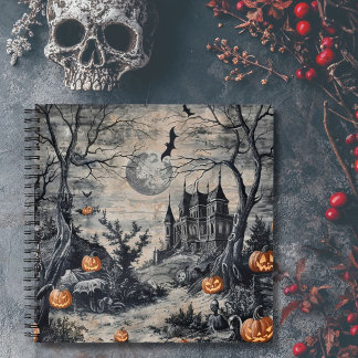 Gothic Vintage Toile Halloween Nacht Notizbuch