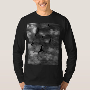 Gothic Vollmond-Nachthimmel Herren Langarmshirt T-Shirt