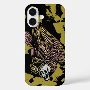 Gothic Vulture Skull Art Grunge Camouflage iPhone 16 Hülle