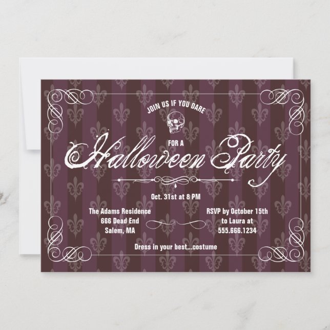 Gothic Wallpaper Halloween-Party Einladung (Vorderseite)