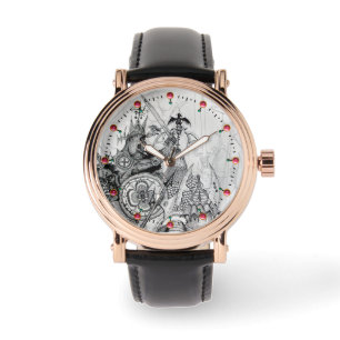 GOTHIC WARRIORS Schwarz-weiße Fantasie Zeichnend Armbanduhr
