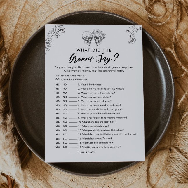 Gothic, was der Groom gesagt hat, Bridal Game Card Einladung (Von Creator hochgeladen)