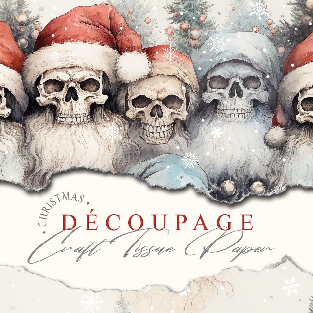 Gothic Watercolor Weihnachten Rote Weihnachtsmannm Seidenpapier (Watercolor Santas give a Gothic Charm to your paper crafts and Decoupage.)