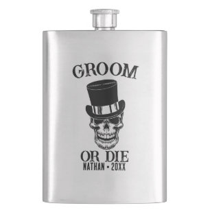 Gothic Wedding Bachelor Party Groom Custom Skull Flachmann