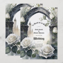 Gothic Wedding Black and White Roses Skulls Bloral