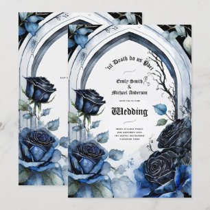 Gothic Wedding Black Blue Rose Arch Alternative Einladung