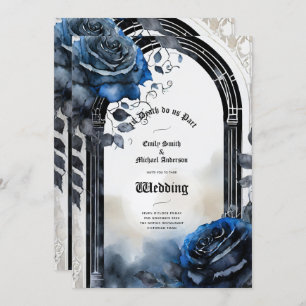 Gothic Wedding Black Blue Rose Arch Alternative Einladung