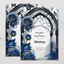 Gothic Wedding Black Blue Rose Arch Alternative Einladung